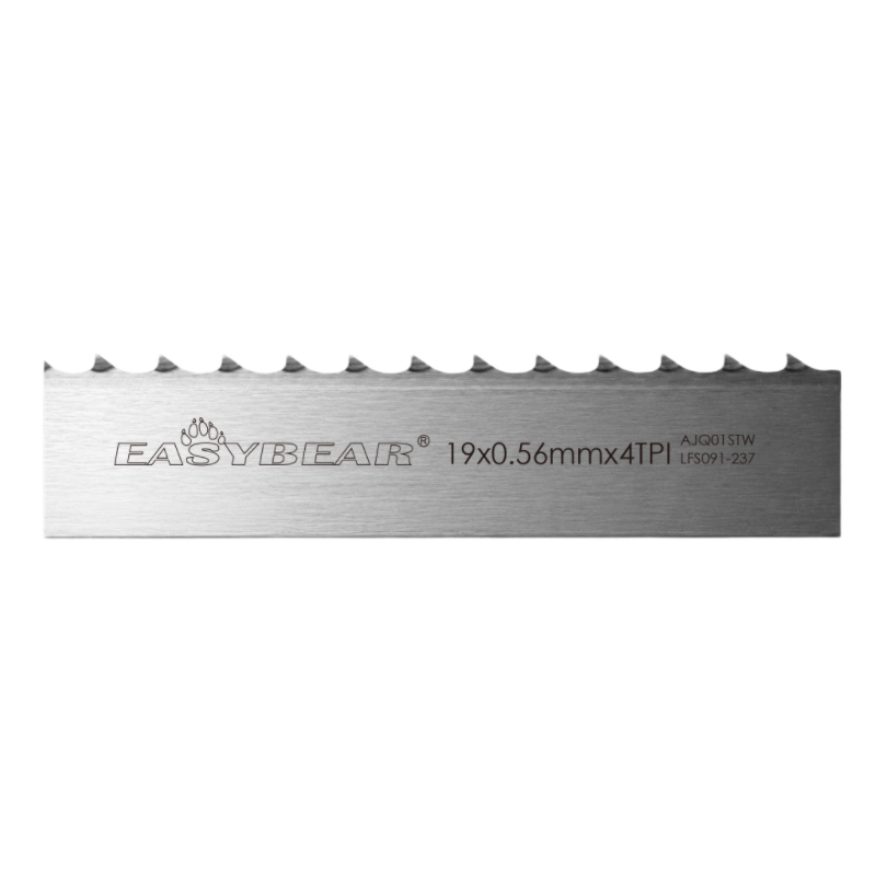 EASYBEAR 19x0.56mm 4TPI food grade band saw blade, designed for frozen fish and bone-in meat processing.