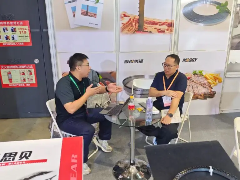 Shark Tools engineer introducing band saw blades to clients